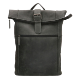 Čierny prémiový ruksak z pravej kože na notebook „Ellegance“