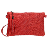 Červená vrúbkovaná kožená listová kabelka „Dragon“