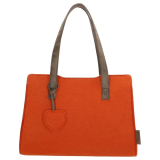 Oranžová shopper kabelka s príveskom „Heart“