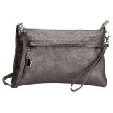 Sivá spoločenská lakovaná kabelka s príveskom „Clare“