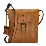 Svetlohnedá kožená crossbody kabelka s príveskom „Mayan“
