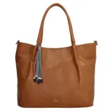 Hnedá objemná shopper kabelka s príveskom „Charlotte“