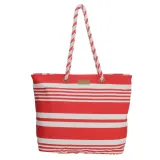Červeno-biela pruhovaná plážová taška "Vacation"