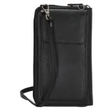 Čierna kožená kabelka na mobil + peňaženka „Dayana“ 2v1