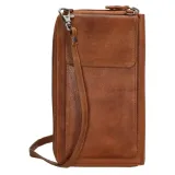 Hnedá kožená kabelka na mobil + peňaženka „Dayana“ 2v1