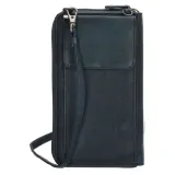 Tmavomodrá kožená kabelka na mobil + peňaženka „Dayana“ 2v1
