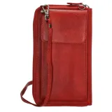 Červená kožená kabelka na mobil + peňaženka „Dayana“ 2v1