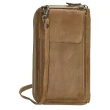 Béžová kožená kabelka na mobil + peňaženka „Dayana“ 2v1