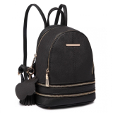 Čierny mini kožený ruksak s príveskom „Minimal“