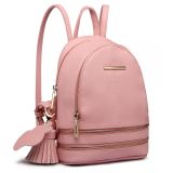 Ružový mini kožený ruksak s príveskom „Minimal“