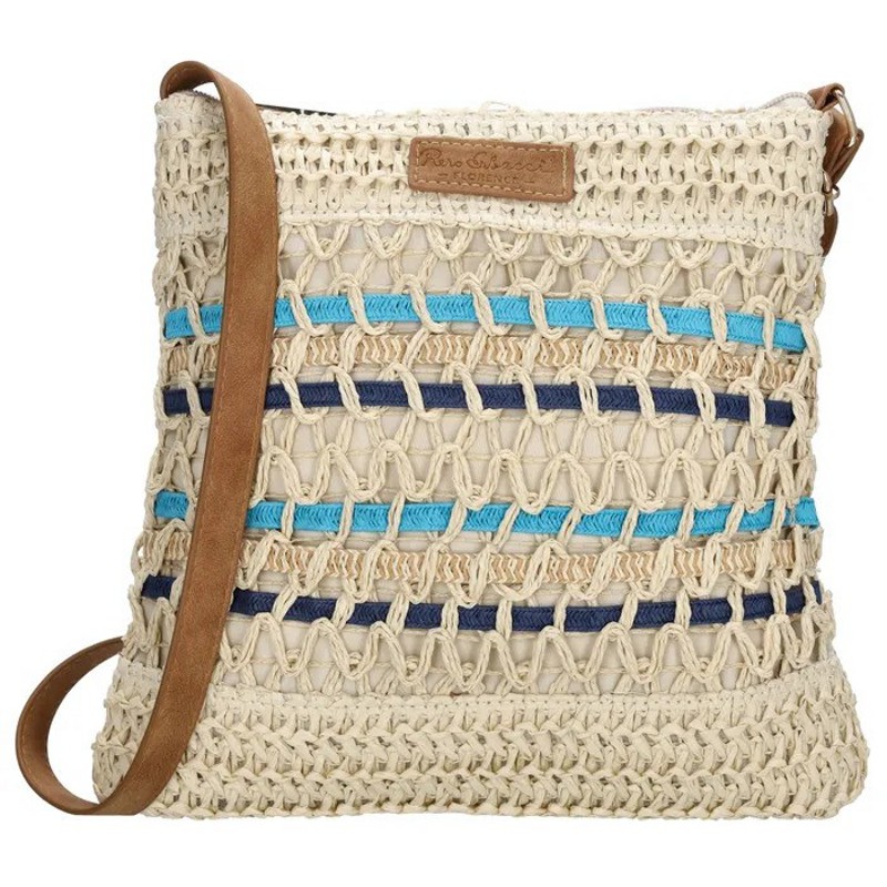 Béžová malá crossbody plážová taška "Raffia"