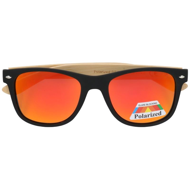 Oranžové drevené polarizačné okuliare Wayfarer "Wood"