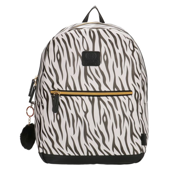Čierno-biely kožený školský ruksak „Tiger“