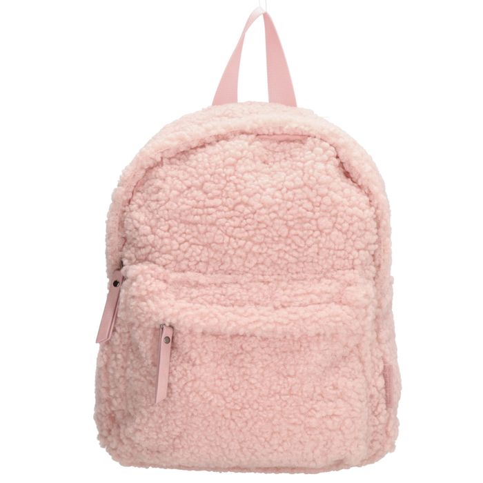 Ružový huňatý vintage batoh „Teddy“