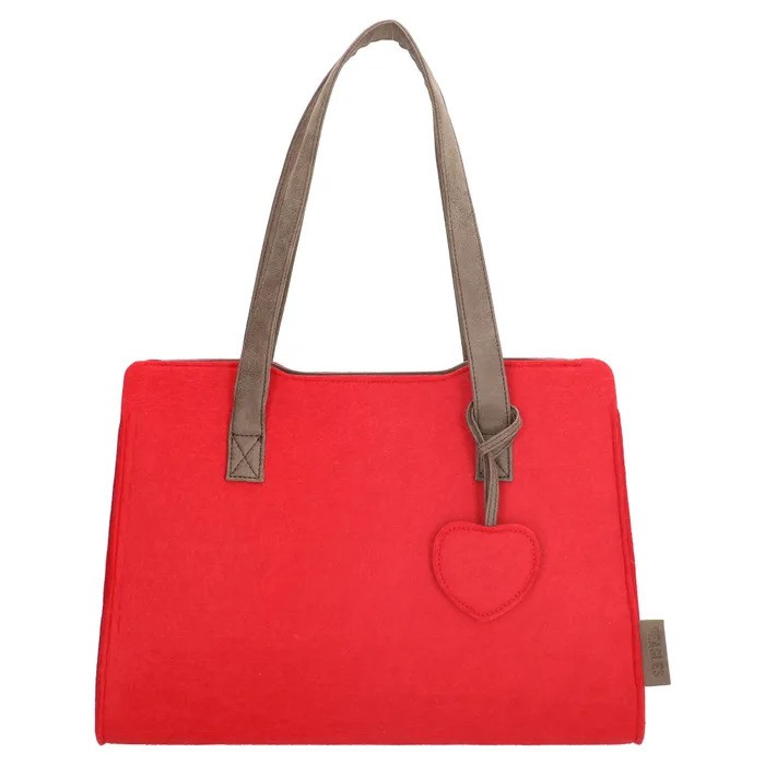 Červená shopper kabelka s príveskom „Heart“