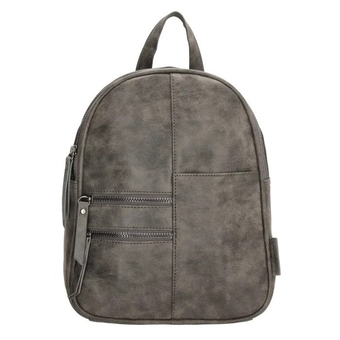 Šedý malý elegantný ruksak „Doublezip“