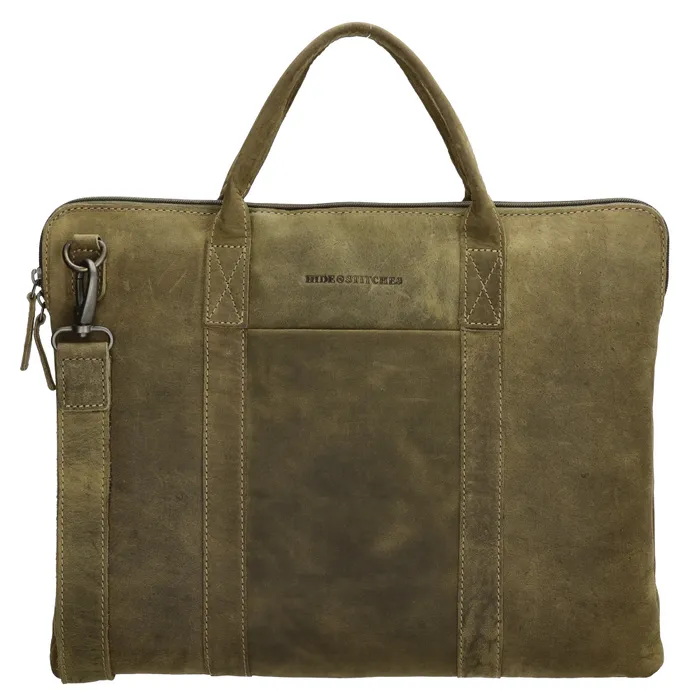 Zelená kožená kabelka na notebook „Miracle“