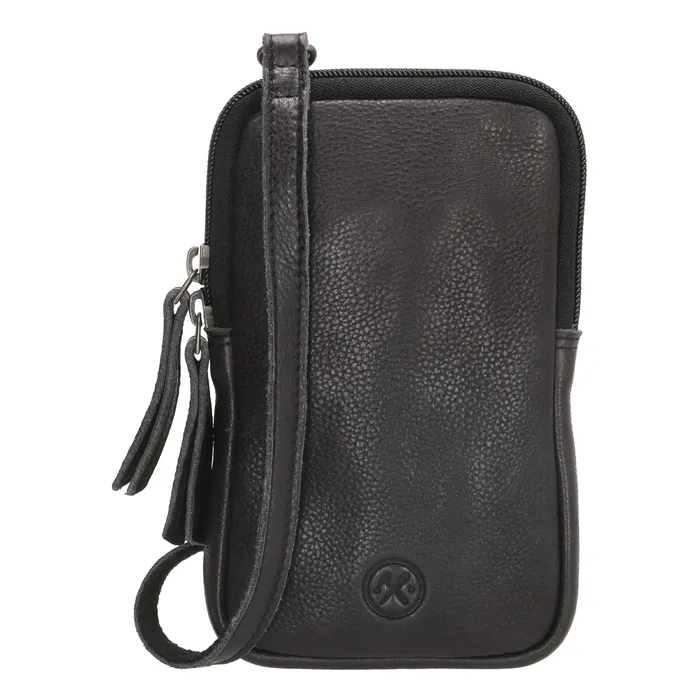 Čierna kožená kabelka na mobil „Skylar“
