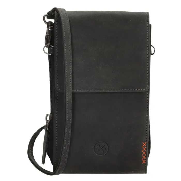 Čierna kabelka na mobil z pravej kože „Freya“