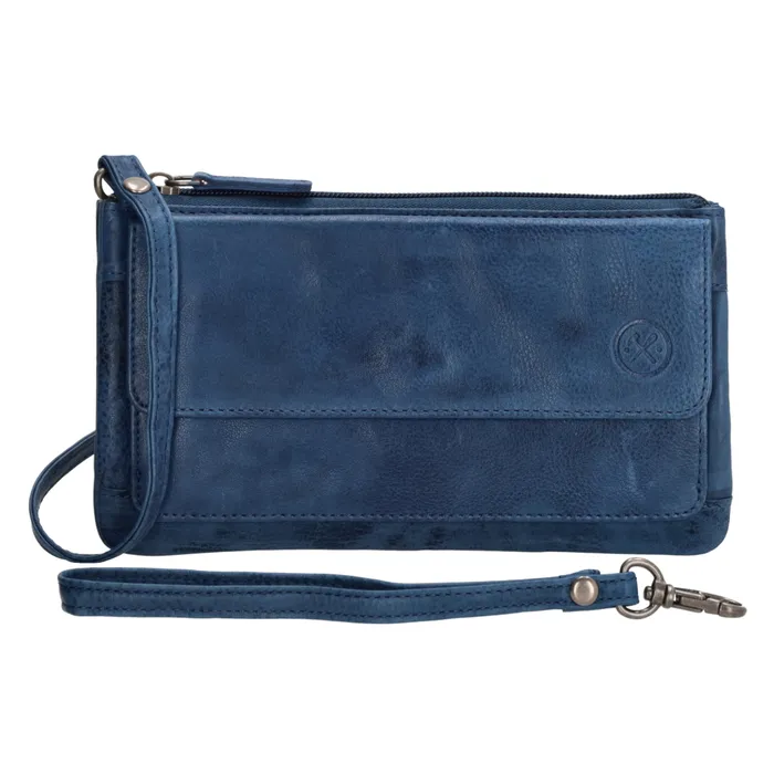 Modrá kožená kabelka na mobil „Lucy“