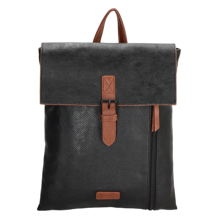 Čierno-hnedý dámsky kožený ruksak „Simple“