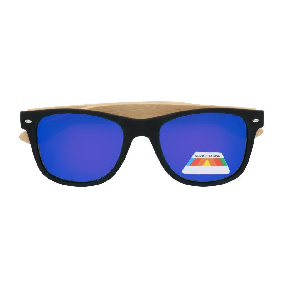 Modré drevené zrkadlové okuliare Wayfarer "Wood 2"