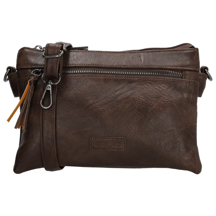 Tmavohnedá crossbody kabelka s príveskom „Nataly”