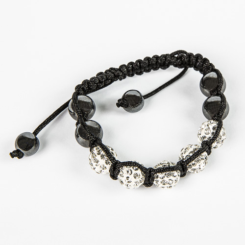 Biely shamballa náramok s kryštálmi "White touch 5"