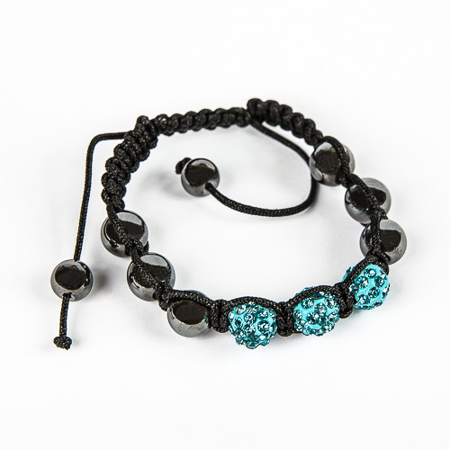 Modrý shamballa náramok s kryštálmi "Blue sky 3"