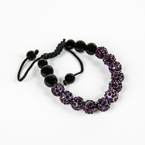 Fialový shamballa náramok s kryštálmi "Purple night 11"