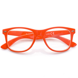 Oranžové číre okuliare Wayfarer