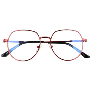 Červené oválne číre okuliare "Hipster"
