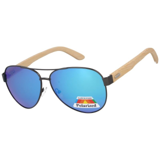 Modré drevené polarizačné okuliare pilotky "Wood"