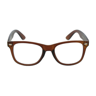 Hnedé číre imidžové okuliare Wayfarer