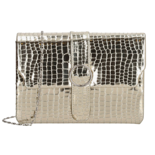 Zlatá spoločenská lakovaná crossbody kabelka „VIP“
