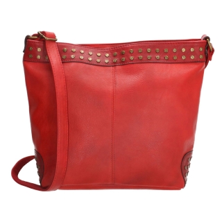 Červená vybíjaná shopper kabelka cez plece „Ironlady“