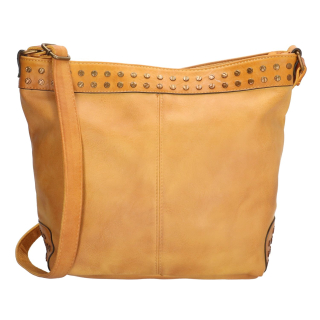 Žltá vybíjaná shopper kabelka cez plece „Ironlady“