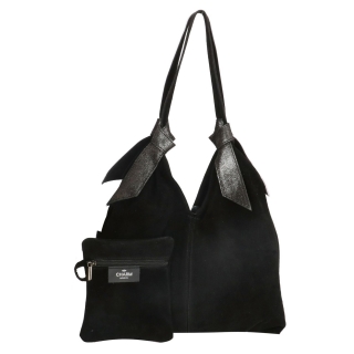 Čierny kabelkový set shopper kabelka + kapsička „Janet“