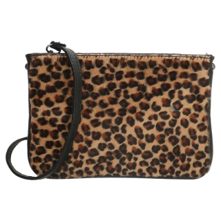 Hnedá kožená listová kabelka „Leopard“