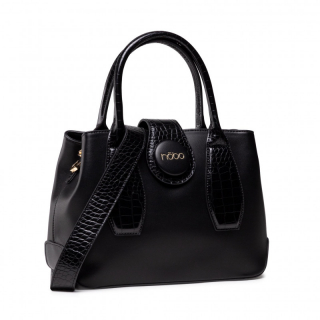 Čierna elegantná kabelka s hadím vzorom „Wave“