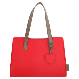 Červená shopper kabelka s príveskom „Heart“
