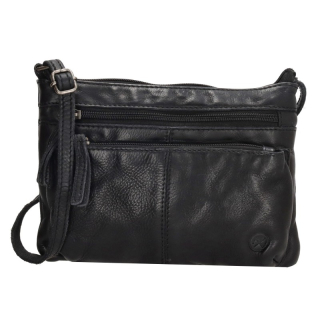 Čierna prémiová kožená crossbody kabelka „Bonavitta“