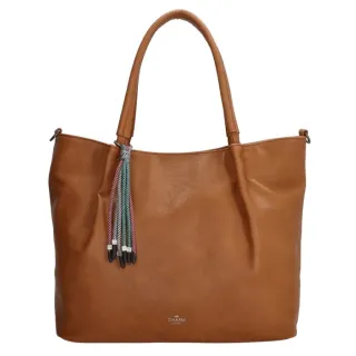 Hnedá objemná shopper kabelka s príveskom „Charlotte“