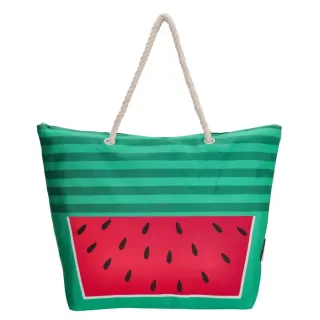 Zelená vzorovaná veľká plážová taška "Summer"