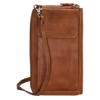 Hnedá kožená kabelka na mobil + peňaženka „Dayana“ 2v1