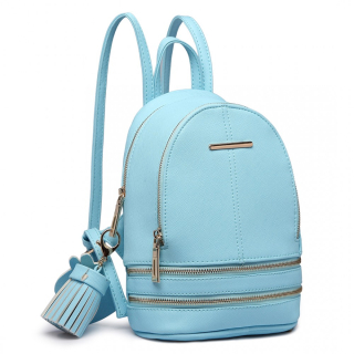 Modrý mini kožený ruksak s príveskom „Minimal“