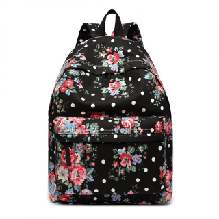 Čierny kvetovaný ruksak do školy „Roses“