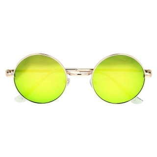 Žlto-zelené zrkadlové okuliare Lenonky