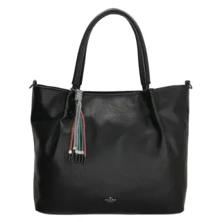 Čierna objemná shopper kabelka s príveskom „Charlotte“